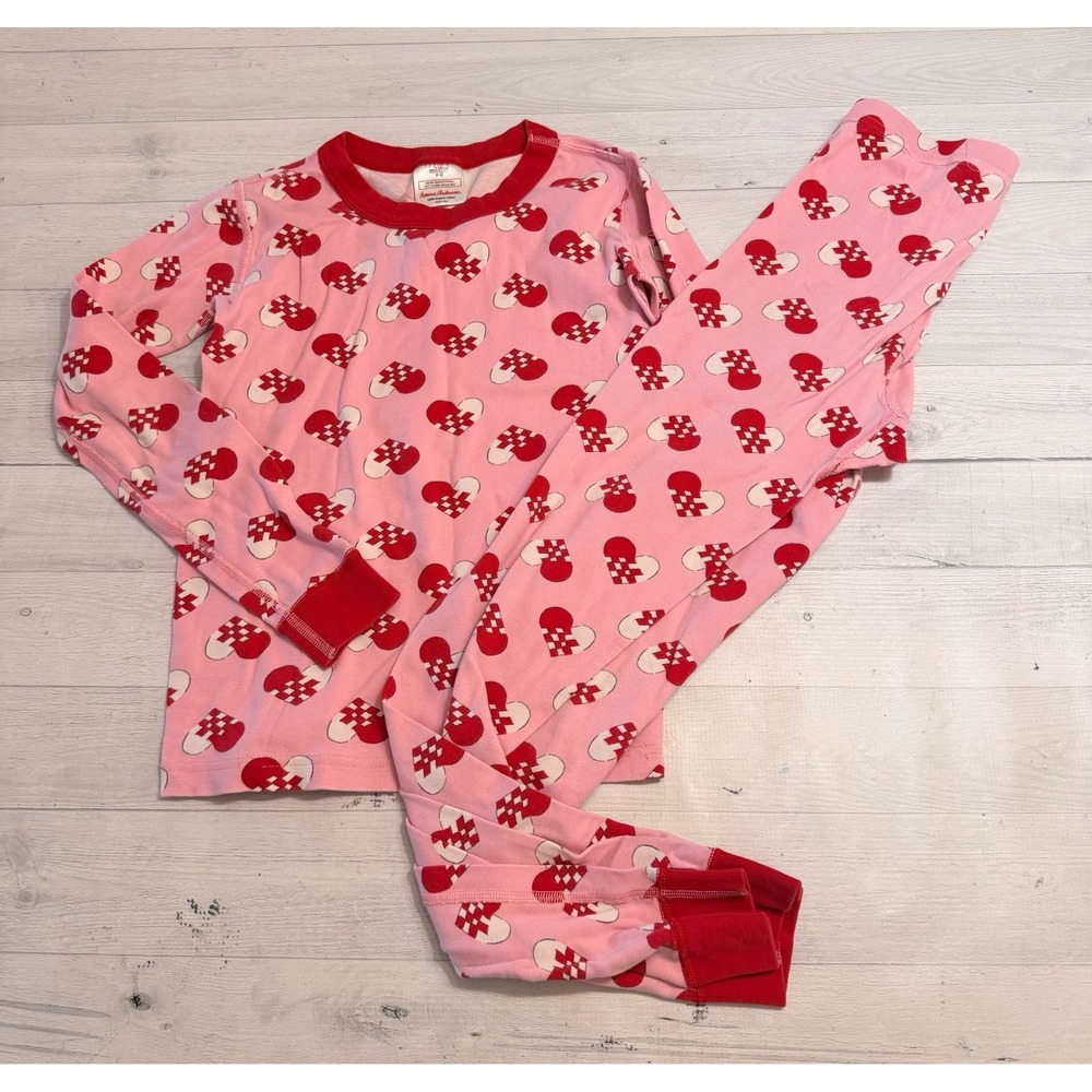 Hanna Andersson kids hannajams checkered heart pajamas‎ 150/12